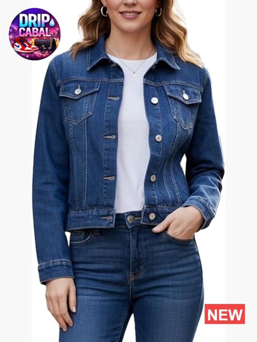 Casual Denim Jacket Long Sleeve Button Down Distressed Jean Jacket